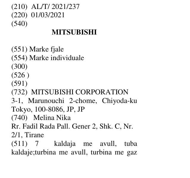Zëri i markës MITSUBISHI në buletin