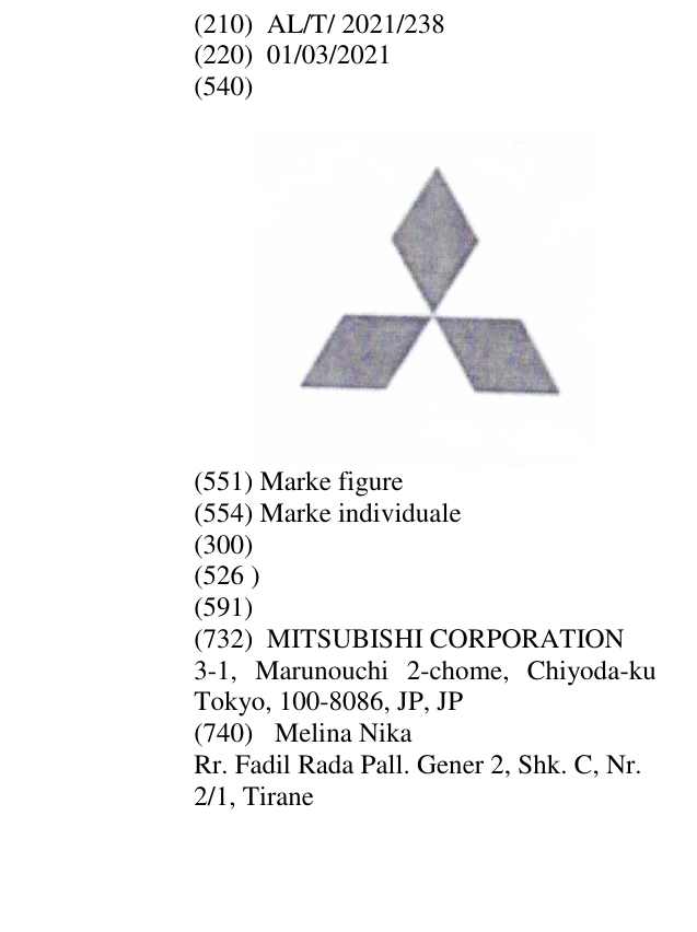 Zëri i markës AL/T/2021/238 në buletin