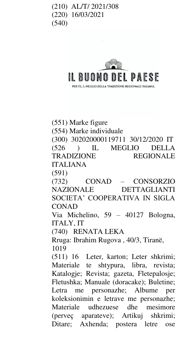 Zëri i markës IL MEGLIO DELLA TRADIZIONE REGIONALE ITALIANA në buletin