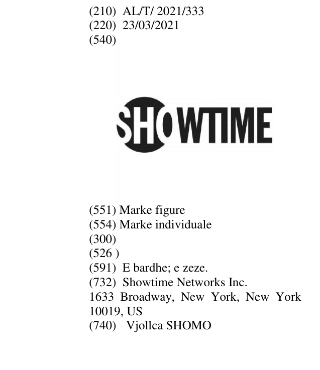 Zëri i markës SHOWTIME në buletin