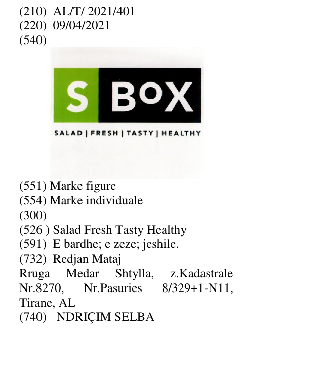 Zëri i markës Salad Fresh Tasty Healthy në buletin