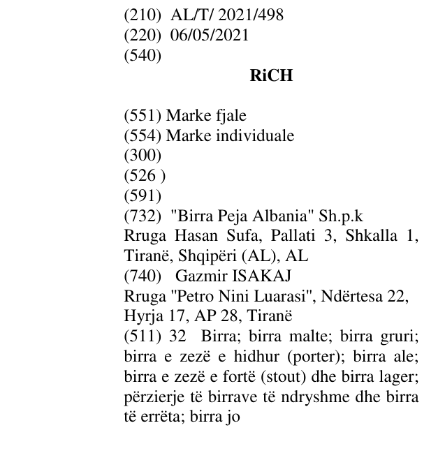 Zëri i markës RiCH në buletin