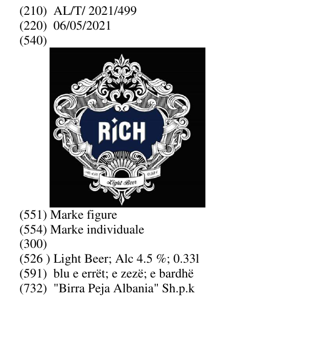 Zëri i markës Light Beer; Alc 4.5 %; 0.33l në buletin
