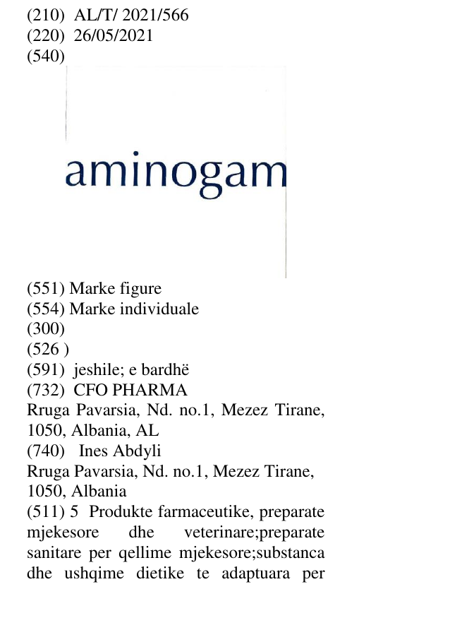 Zëri i markës aminogam në buletin