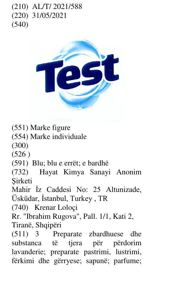 Zëri i markës TEST në buletin