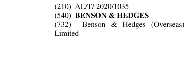 Zëri i markës BENSON & HEDGES në buletin