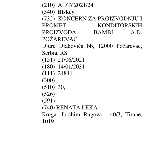 Zëri i markës Biskey në buletin