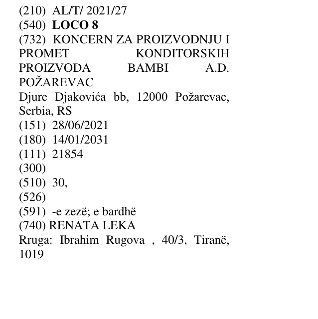 Zëri i markës LOCO 8 në buletin