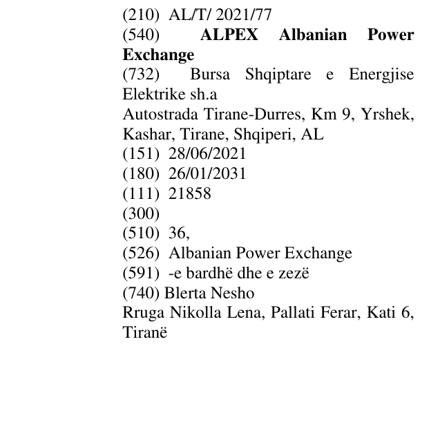 Zëri i markës ALPEX Albanian Power Exchange në buletin
