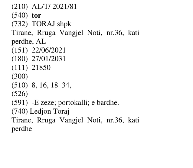 Zëri i markës tor në buletin