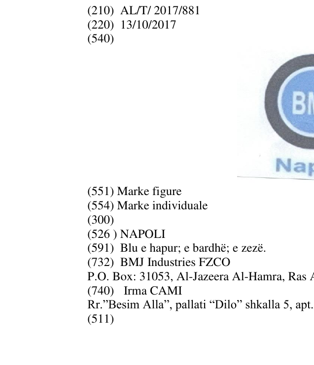 Zëri i markës NAPOLI në buletin