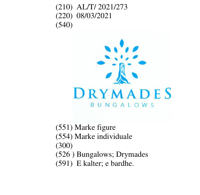 Zëri i markës Bungalows; Drymades në buletin