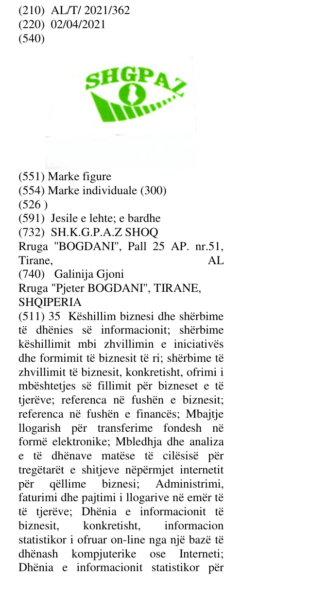 Zëri i markës SHGPAZ në buletin