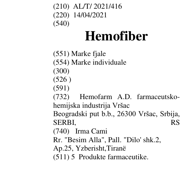 Zëri i markës Hemofiber në buletin