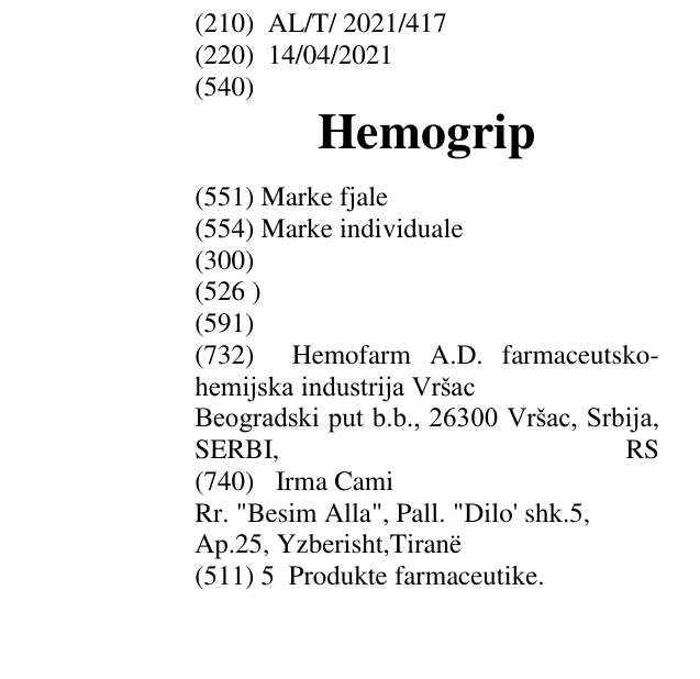 Zëri i markës Hemogrip në buletin