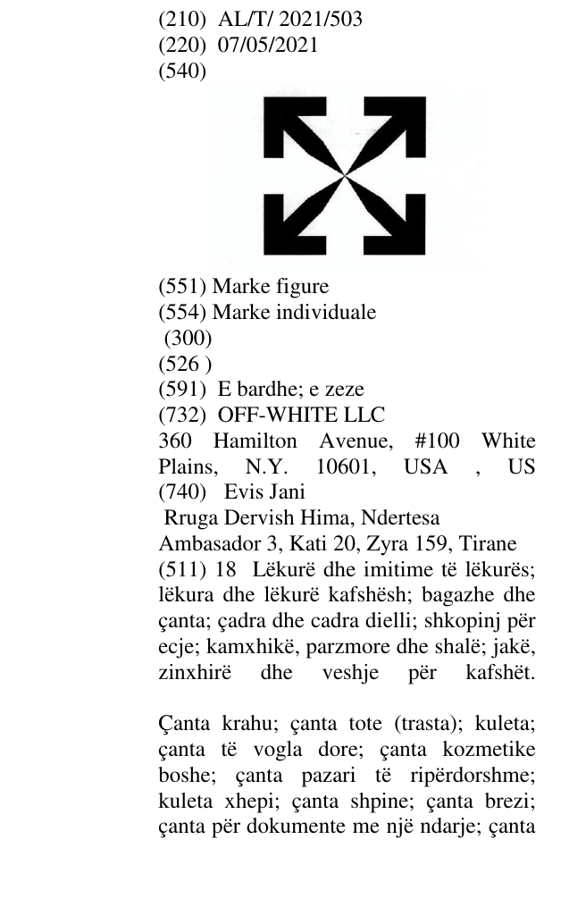 Zëri i markës AL/T/2021/503 në buletin