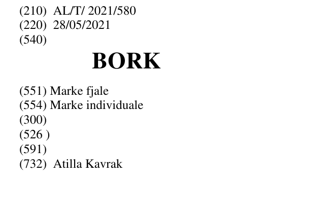Zëri i markës BORK në buletin