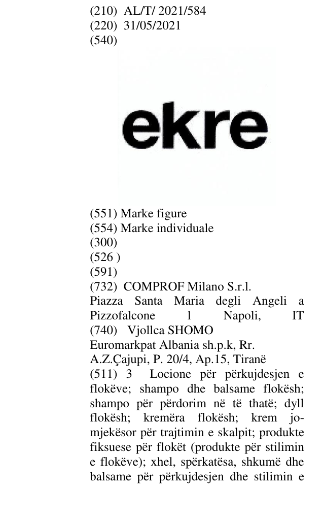 Zëri i markës ekre në buletin