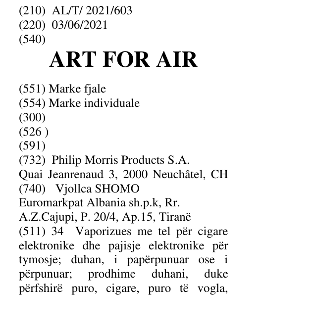 Zëri i markës ART FOR AIR në buletin