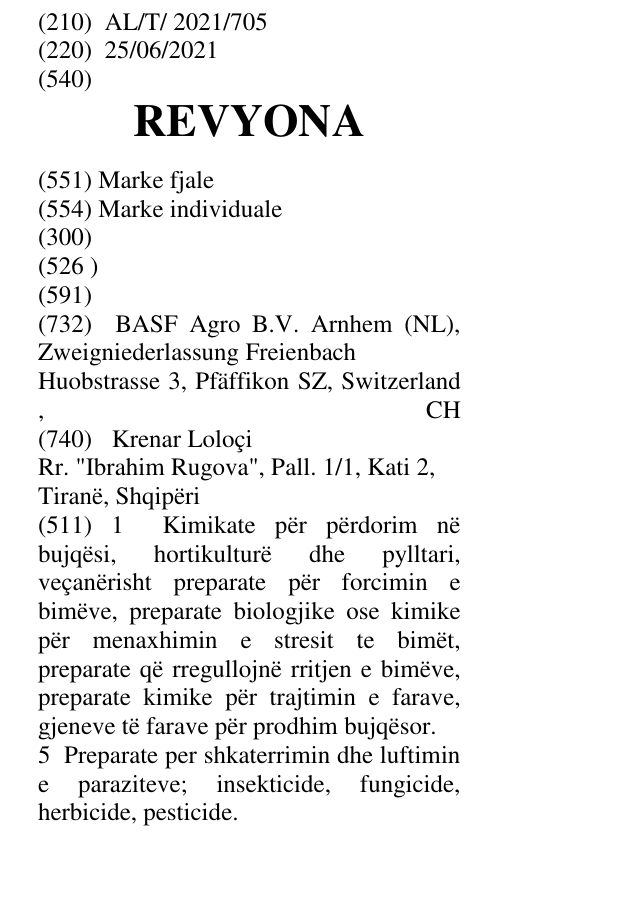 Zëri i markës REVYONA në buletin