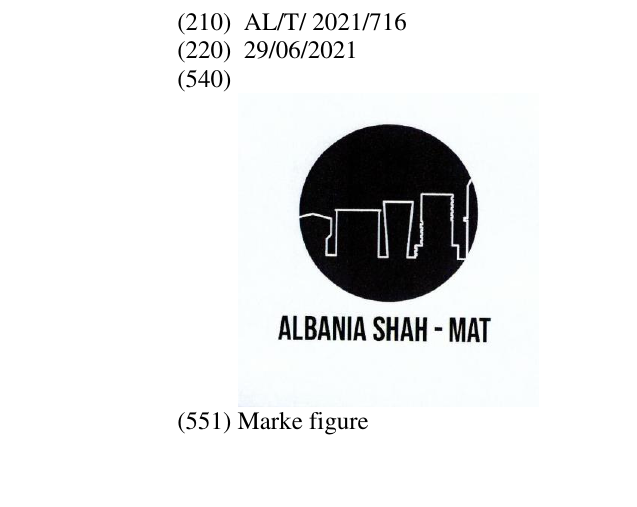 Zëri i markës ALBANIA SHAH-MAT në buletin