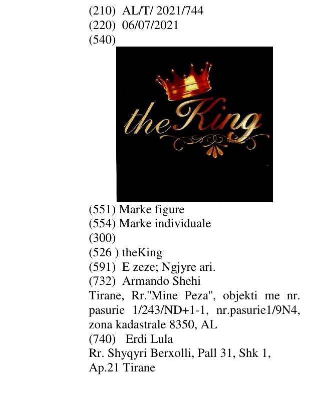 Zëri i markës theKing në buletin