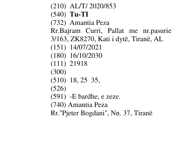 Zëri i markës Tu-TI në buletin