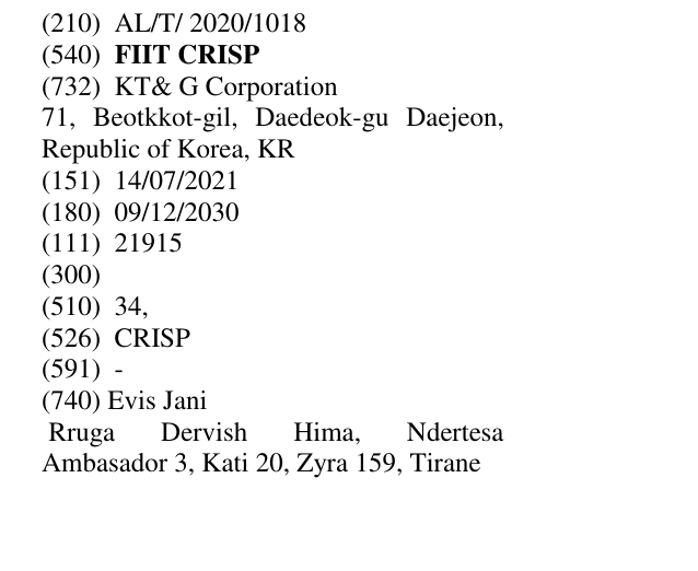 Zëri i markës FIIT CRISP në buletin
