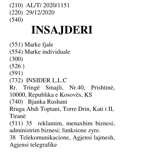 Zëri i markës INSAJDERI në buletin