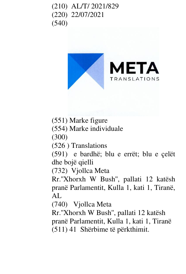 Zëri i markës Translations në buletin