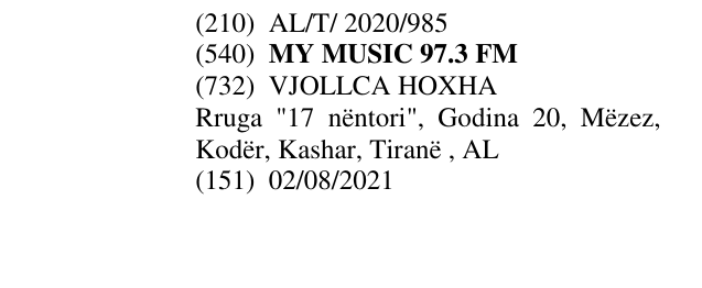 Zëri i markës MY MUSIC 97.3 FM në buletin