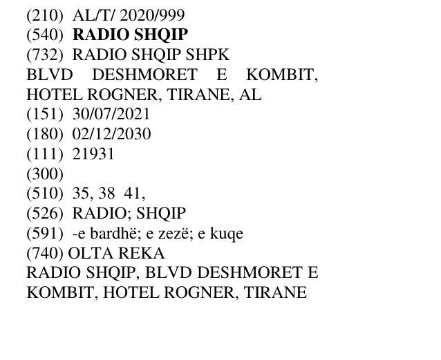 Zëri i markës RADIO SHQIP në buletin