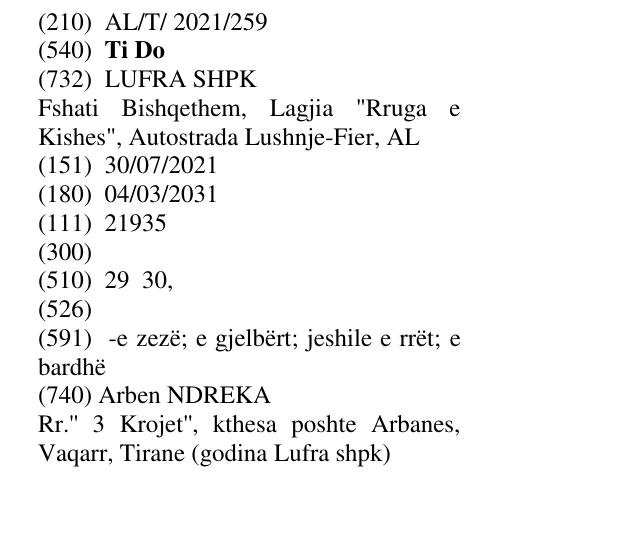 Zëri i markës Ti Do në buletin