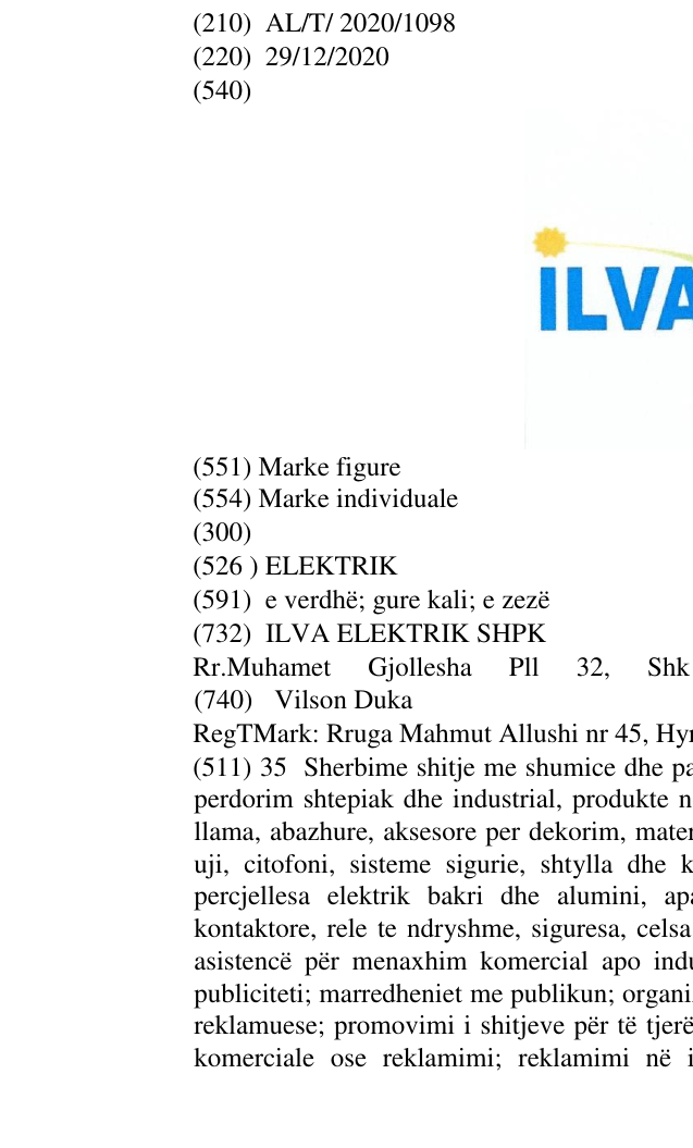 Zëri i markës ELEKTRIK në buletin