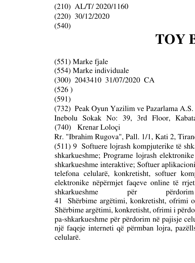 Zëri i markës TOY BLAST në buletin