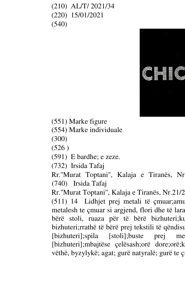Zëri i markës CHICARTI në buletin