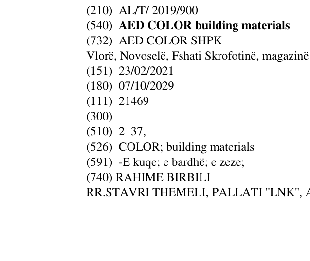 Zëri i markës AED COLOR building materials në buletin