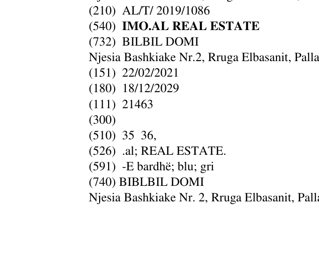 Zëri i markës IMO.AL REAL ESTATE në buletin