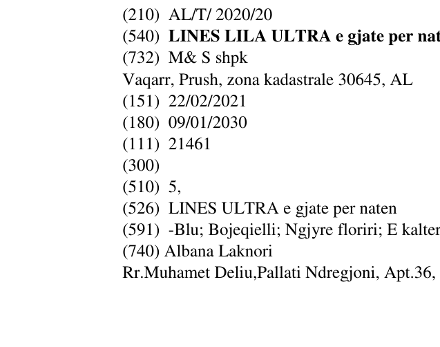 Zëri i markës LINES LILA ULTRA e gjate per naten në buletin