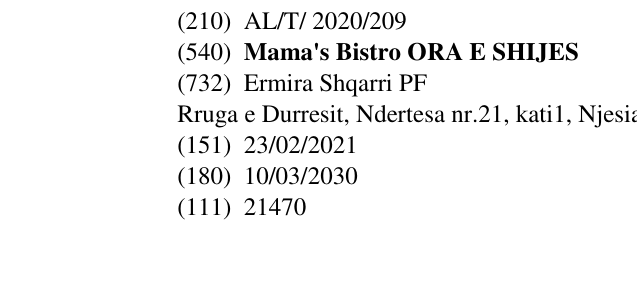 Zëri i markës Mama's Bistro ORA E SHIJES në buletin