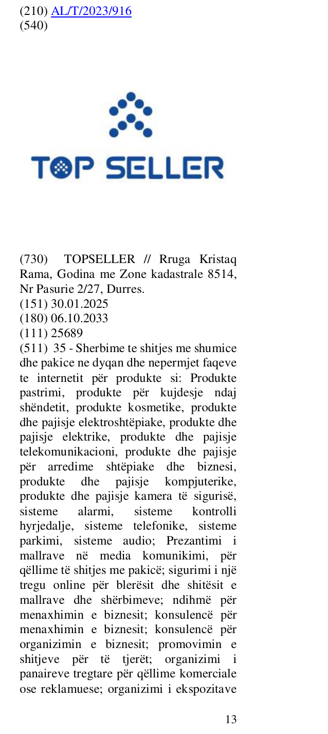 Zëri i markës Seller; Top në buletin
