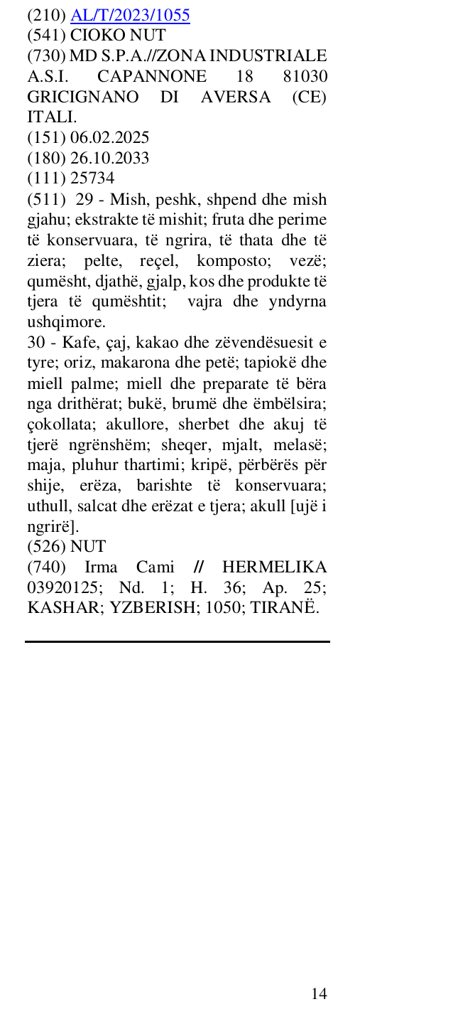 Zëri i markës NUT në buletin
