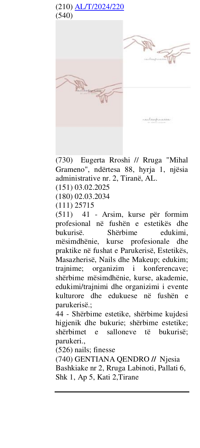 Zëri i markës nails; finesse në buletin
