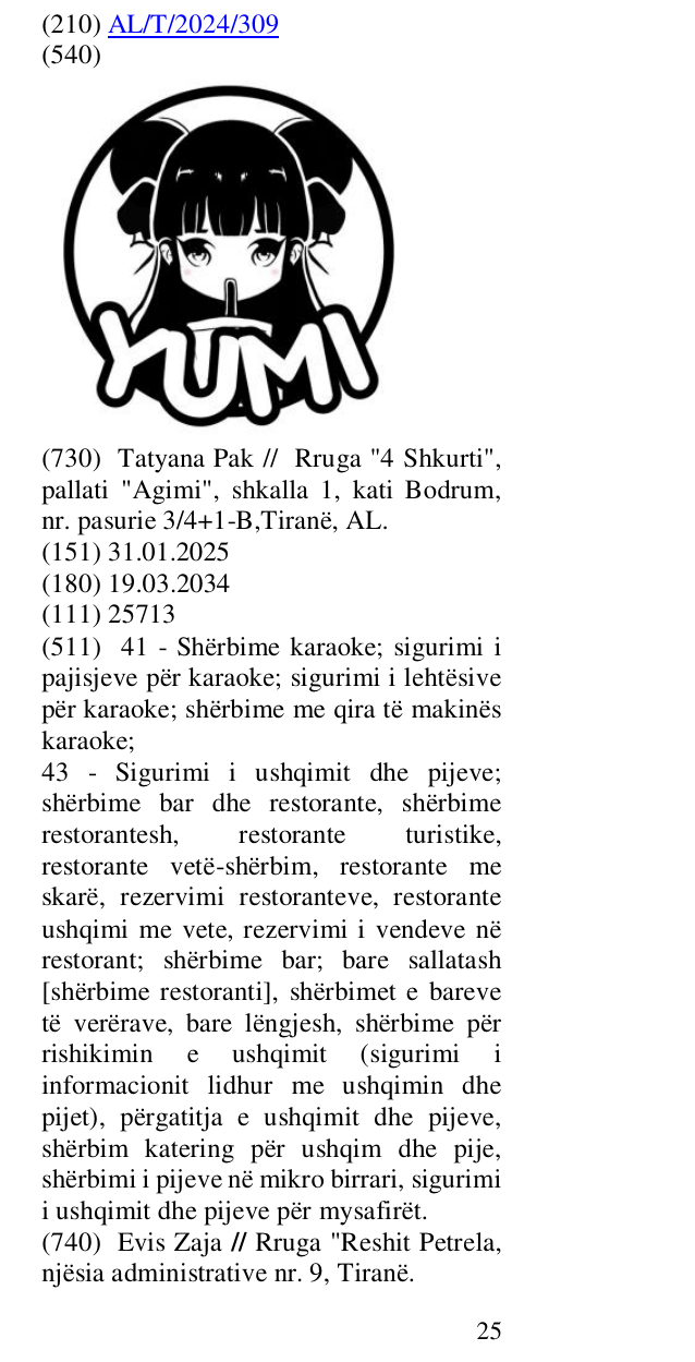 Zëri i markës YUMI në buletin