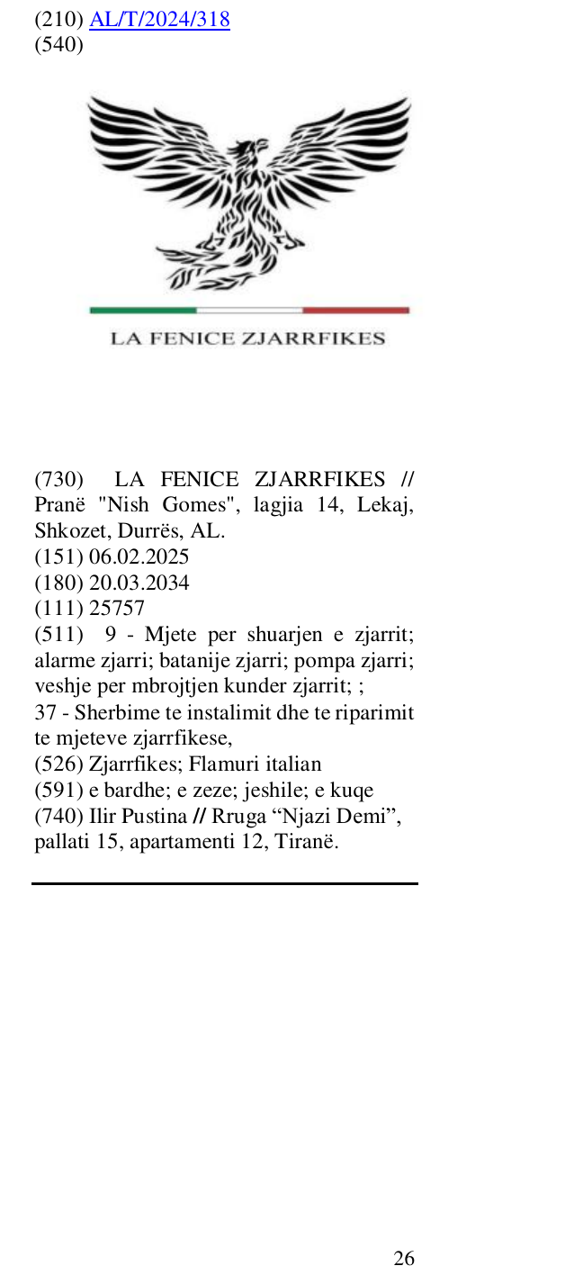 Zëri i markës Zjarrfikes; Flamuri italian në buletin