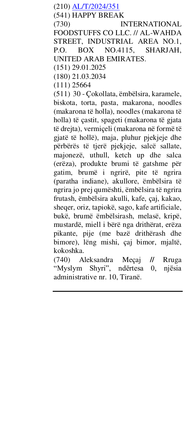 Zëri i markës HAPPY BREAK në buletin