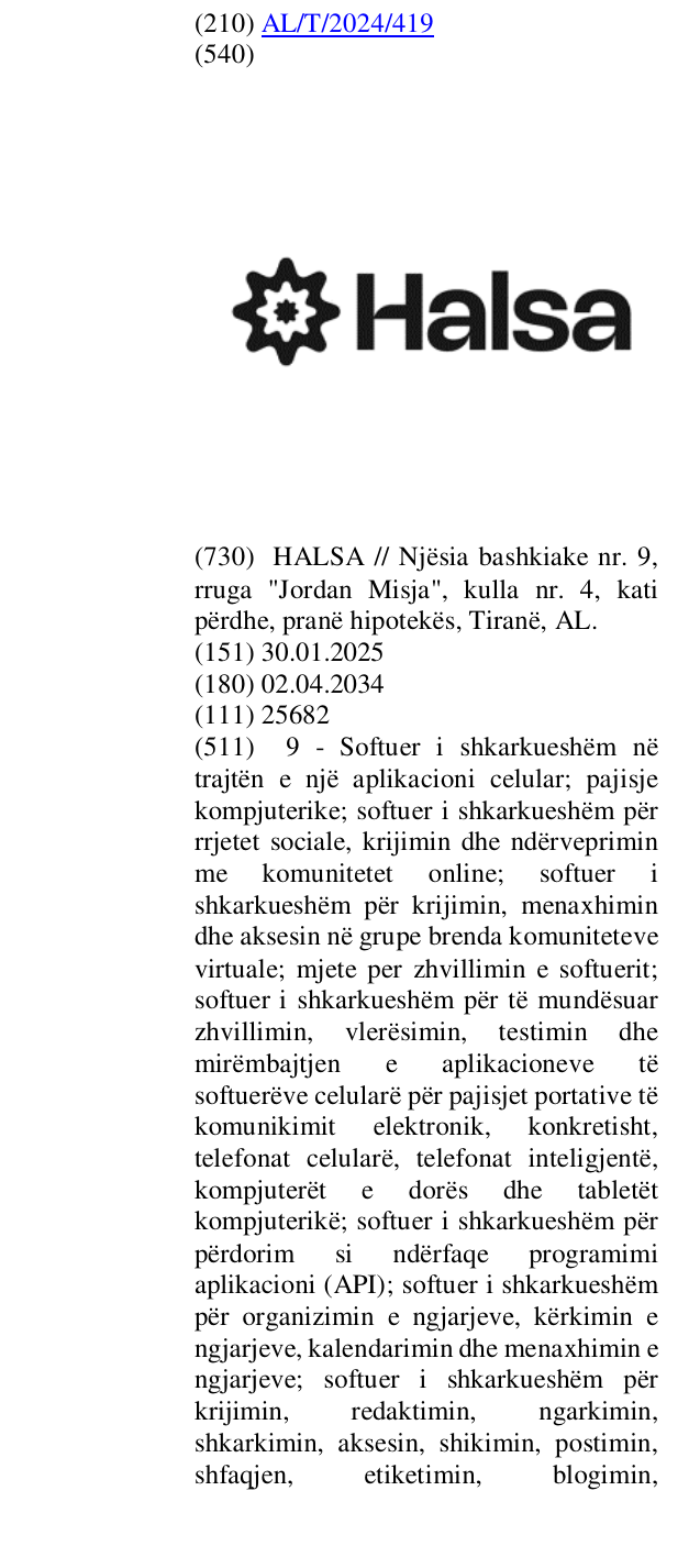 Zëri i markës HALSA në buletin
