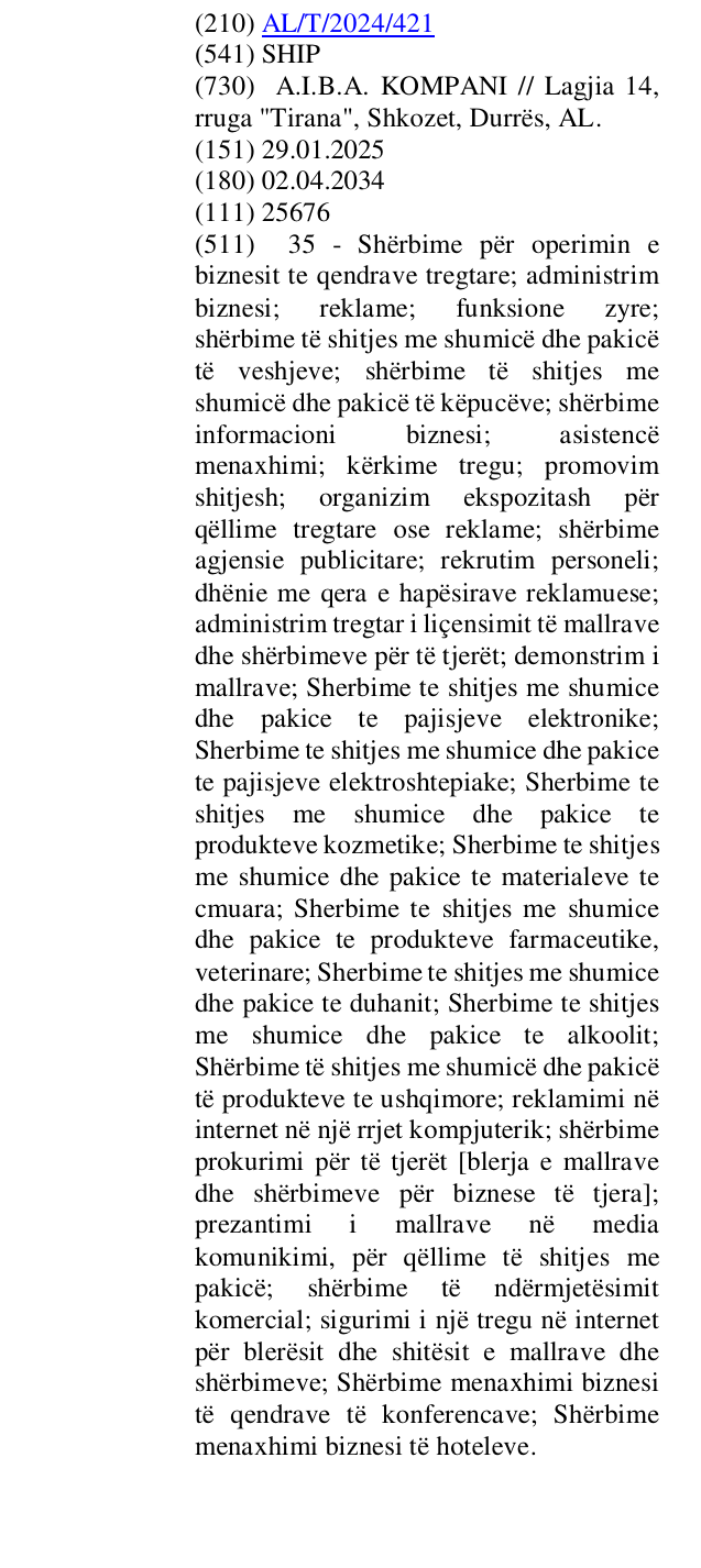 Zëri i markës SHIP në buletin
