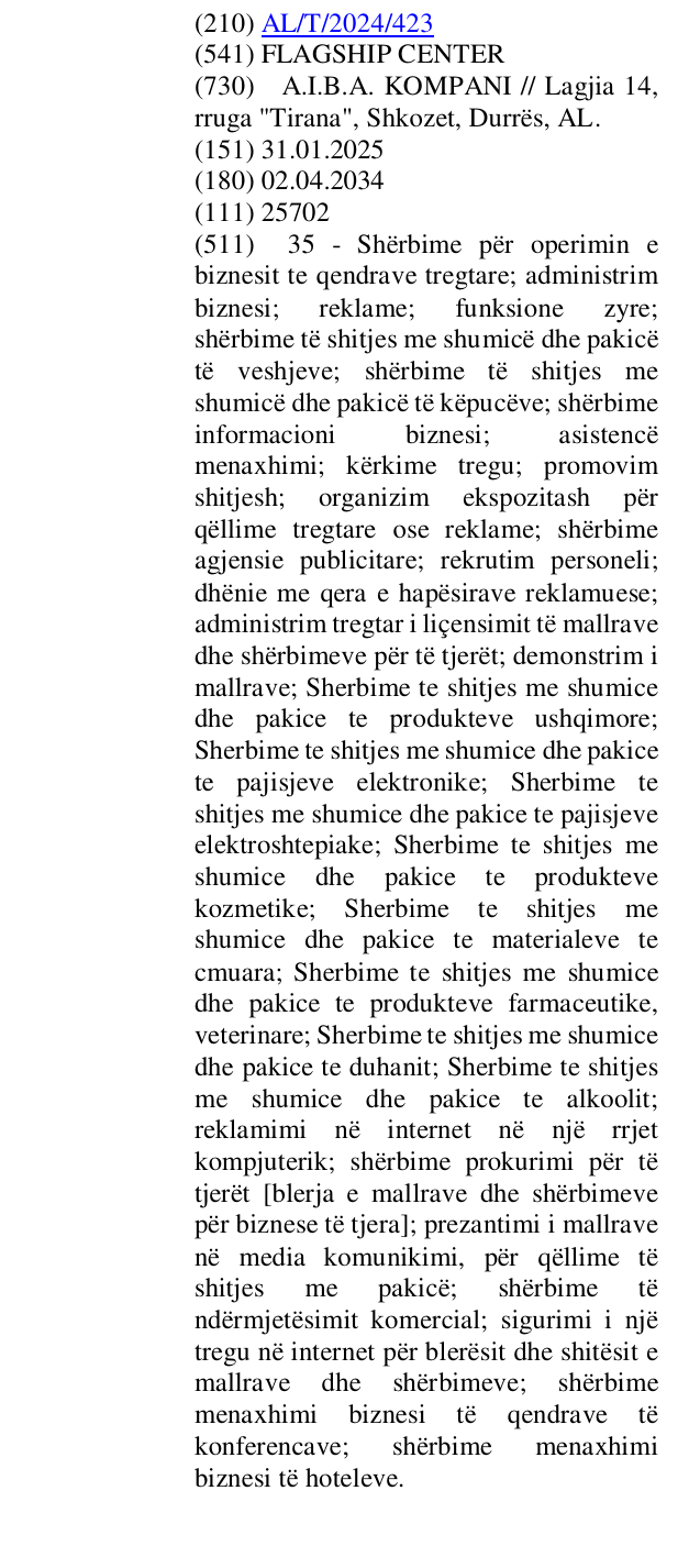 Zëri i markës CENTER në buletin