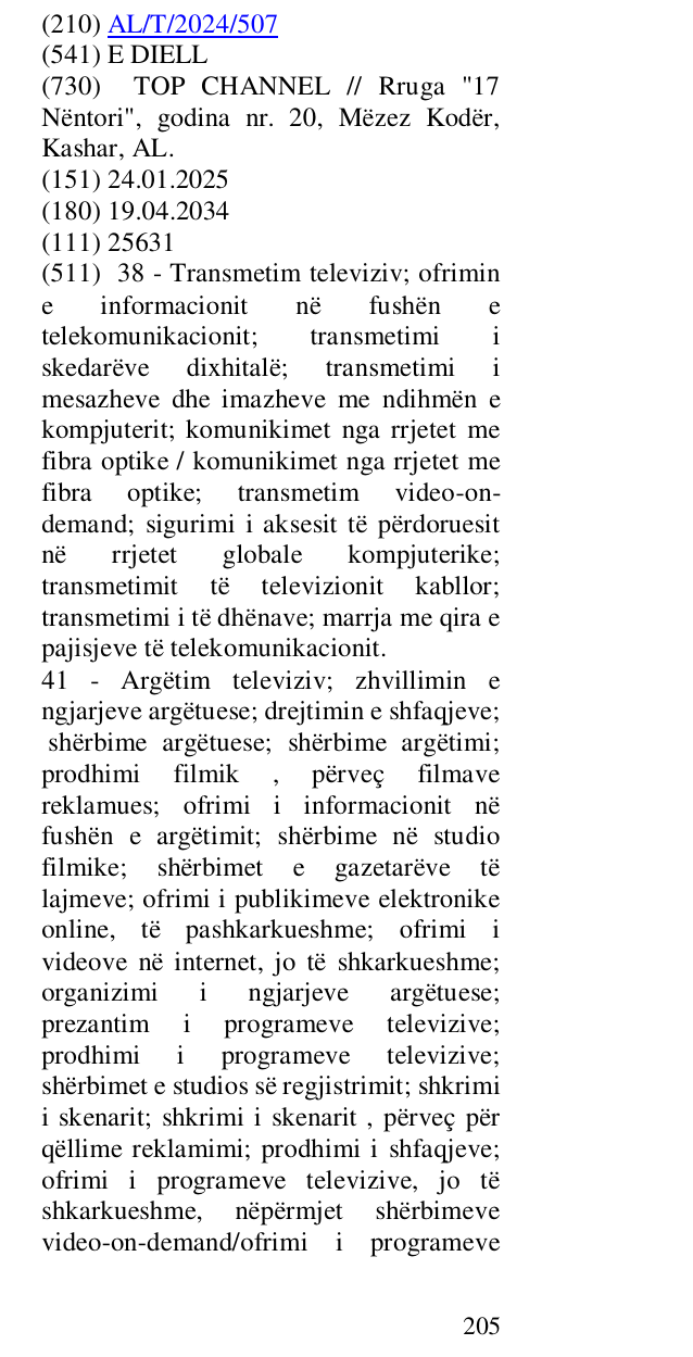 Zëri i markës E DIELL në buletin